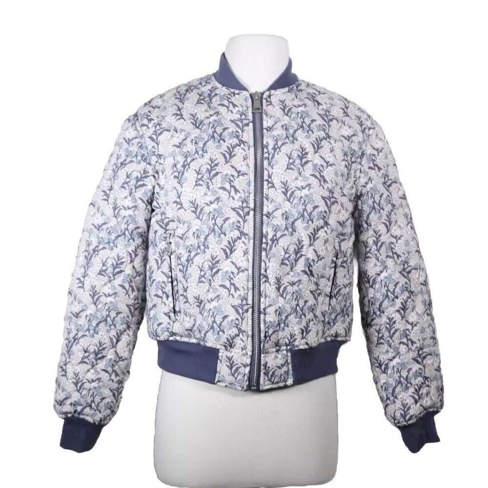 Bagatelle Women's Small Dusk Floral Onion Quilted Bomber Jacket Zipper Pockets